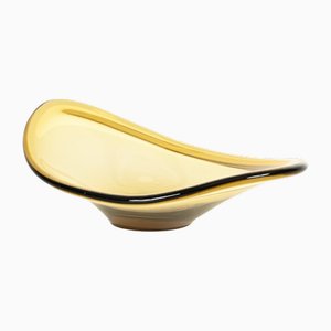 Bol ou Catchall en Verre Soufflé de Murano Jaune dans le style de Fontana Arte, Italie, 1960s