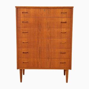 Cassettiera a 6 cassetti in teak, Danimarca, anni '50-'60