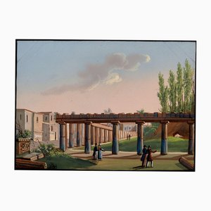 Italian School Artist, Quartiere dei Soldati, Pompeii, Early 1800s, Gouache