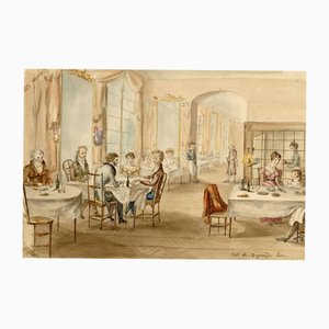Cenas en el Café de Grignon, París, década de 1820, Acuarela
