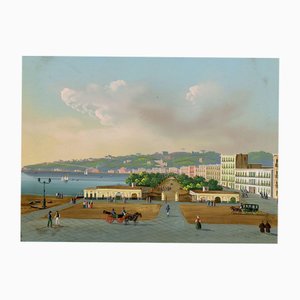 Artista di scuola napoletana, Villa Reale di Chiaia, Napoli, XIX secolo, Dipinto a guazzo