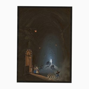 Nachfolger von Camillo de Vito, Grotta di Posillipo, Anfang 1800, Gouache-Malerei