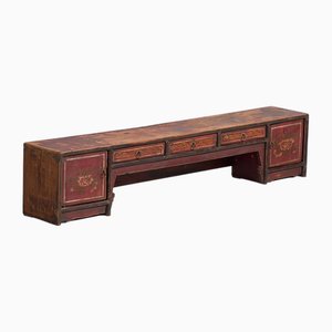 Antique Red TV Cabinet with Floral Details, 1900