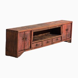 Antique TV Cabinet with Red Patina, 1900