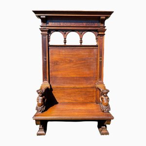 Carved Walnut Bench by Honoré Dufin