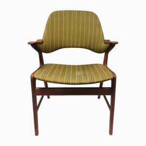 Poltrona in teak con rivestimento verde di Arne Hovmand Olsen, anni '60-'70