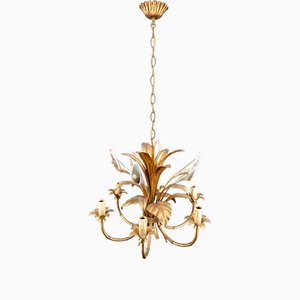 Hollywood Regency Gilt Calla Lily Chandelier attributed to Hans Kögl, 1970s