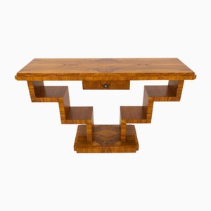 Vintage Art Deco Walnut Console Table, 1950s