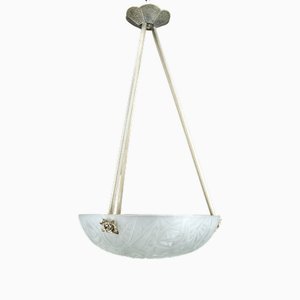 Art Deco Bowl Pendant in Silvered Bronze from Noverdy, France, 1930s