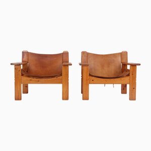 Natura Sessel aus Kiefernholz & Leder von Karin Mobring für Ikea, 1970er, 2er Set