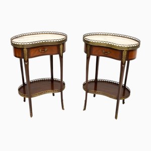 Tavolini antichi a forma di rene con ripiano in marmo, Francia, 1930, set di 2