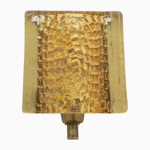 Goldene Wandlampe aus Glas & Messing von Vitrika für Kalmar, 1970er