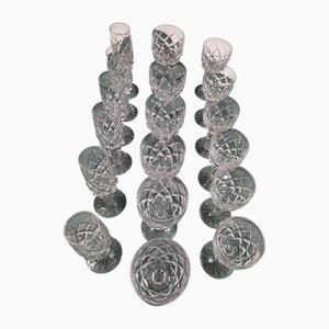 Crystal Glasses in the style of Saint Louis, France, Set of 18