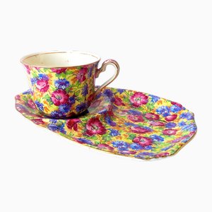 Vintage English Royalty Sandwich Mug from Royal Winton Grimwades Chintz, Late 1930s, Set of 2