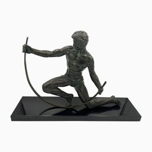 Large French Art Deco Bender Sculpture in Bronze by J. De Roncourt, 1930s