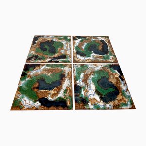 Pannelli da parete grandi quadrati modernisti in ceramica smaltata, Germania, anni '60, set di 4