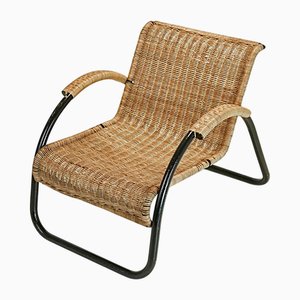 Stuhl aus Stahlrohr & Rattan von Erich Dieckmann, Deutschland, 1930er