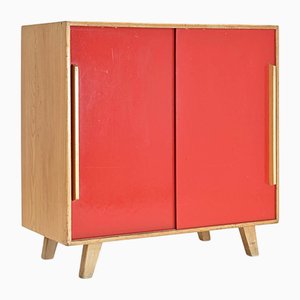 Kleines rotes Pavatex Sideboard, Stella Möbel zugeschrieben, Schweiz, 1950er