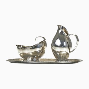 Sugar Cream Set auf Tablett in Silber von Wilhelm Binder, Deutschland, 1950er, 3er Set