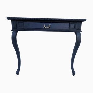 Antique Black Oak Console Table with Drawer