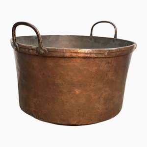 Caldero o lavabo antiguo de cobre, década de 1890
