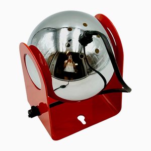Lampada da tavolo o da parete Space Age rossa e in metallo cromato, anni '70