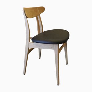 CH30 in Chair Oak and Black Leather by Hans J. Wegner for Carl Hansen & Søn, 1950s