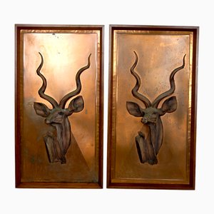 Pannelli da parete Space Age Antelope di Michele, Rhodesia, anni '70, set di 2