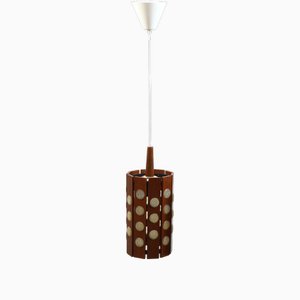 Lampe à Suspension en Bois attribuée à Verner Schou, Danemark, 1960