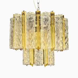 Amber Murano Glass Prism Chandelier in the style of Barovier, 1980s
