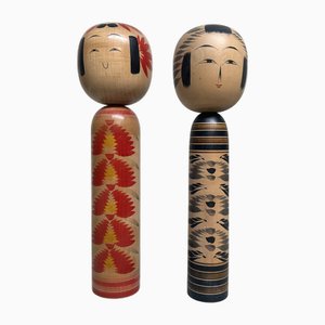 Large Japanese Kokeshi Dolls, 1960s, Set of 2