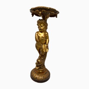 19th Century Gilded Carved Wooden Display Column