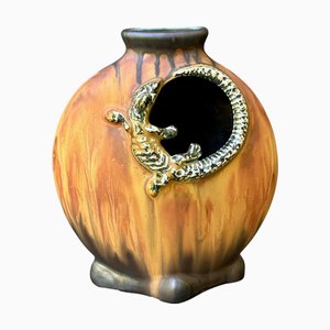 Jugendstil Keramikvase aus Steingut, Gilbert Méténier zugeschrieben, 1920er