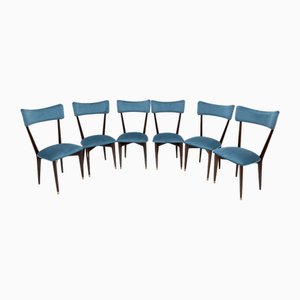 Mid-Century Modern Velvet Dining Chairs, 1950s, Set of 6