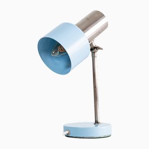 Pastellblaue Tischlampe aus Chrom