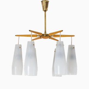 Lámpara colgante Sputnik vintage de madera