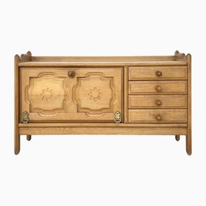 Credenza in bronzo e pelle attribuita a Guillerme et Chambron per Votre Maison, anni '50