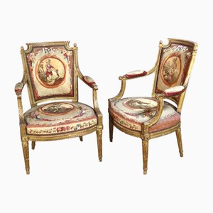 Louis XVI Armchairs, 19th Century, Set of 2