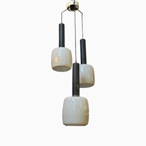 Lampe à Suspension Mid-Century Moderne en Opaline Gris de Stilnovo, 1960s