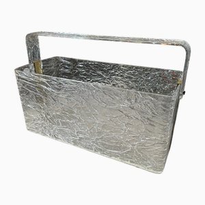 Modern Iced Acrylic and Brass Magazine Rack by Cavinato, 1980s