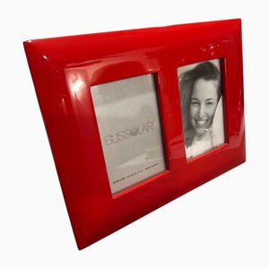 Double Cadre Photo Moderne en Bois Laqué Rouge par Bussolari, 1990s