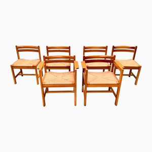 Butacas de comedor No. 503 Asserbo de pino y cordón de papel de Borge Mogensen para Karl Andersson & Söner, Suecia, años 70. Juego de 6