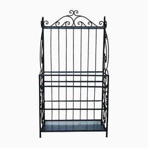 Mid-Century French Painted Iron and Glass Bakers Rack, 1950s