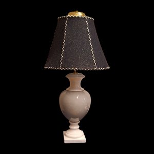 Vintage Ceramic Table Lamp with Handmade Fabric Shade, 1980s