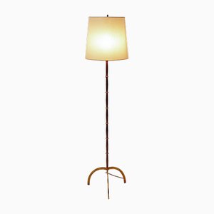 Brass Tripod Floor Lamp with Half Shade