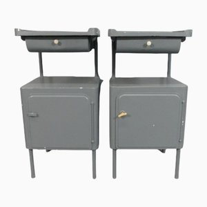 German Hospital Bedside Tables, 1930s, Set of 2