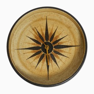 Handmade Round Ceramic Wall Clock, 1970s