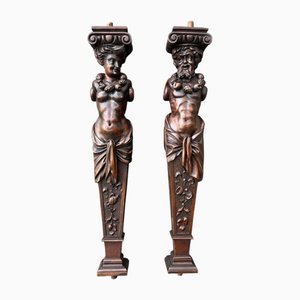 Wooden Pilaster, 1890s, Set of 2