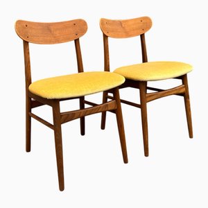 Yellow Velvet Upholstered Teak Chair