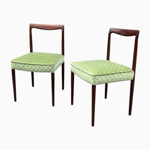 Green Upholstered Rosewood Chairs, Set of 2